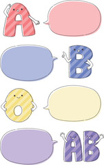 血液型と吹き出しの手描きイラスト