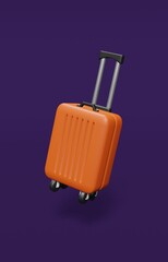Colorful travel bag or luggage 3d rendering in isolated background for travel content, wallpaper, promotion, banner, tour, cover and etc.