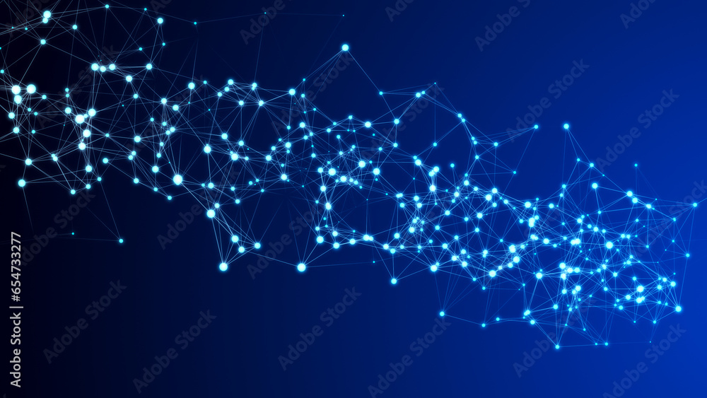 Poster abstract digital science background. a stream of luminous particles. big data visualization. 3d rend