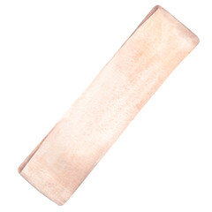 Watercolor illustration of fitness rubber band, elastic band. pink ribbon folded on white background, isolated object