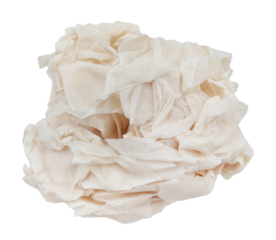 Crumpled wad of paper on a white background. Piece of curled paper