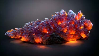 a new previously unknown species of lifeform discovered exotic alien partially made of lava partially made of irridescent crystals and scales partially glowing realistic glows hyper realistic 