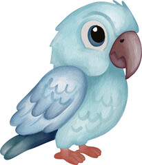 parrot cute cartoon watercolor PNG hand-drawing © bentoe