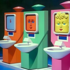 an 80s game show where the contestants are humanoid toilets 