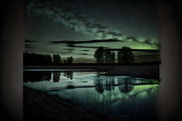 baltic region dark night neon light starry sky photographic 