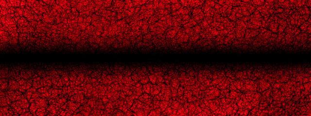 Black cracks on red surface splitted in the middle artistic background