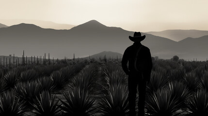 Agave Farm Originate for Tequila Mezcal Pulque - obrazy, fototapety, plakaty