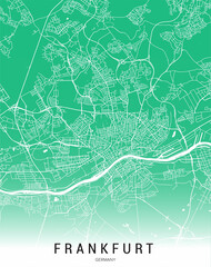 Frankfurt, Germany City Map with Different Colours 