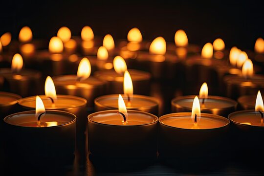Candles burning in the dark