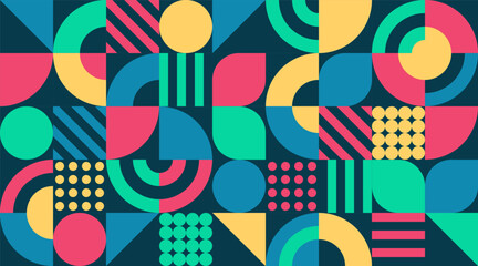 Geometry artwork poster with simple minimalistic shapes and figures. Abstract vector pattern. Scandinavian style © Tatsiana