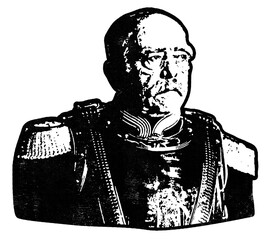 Portrait of chancellor Otto von Bismarck as retro stencil illustration with distressed grunge texture isolated on transparent background - obrazy, fototapety, plakaty