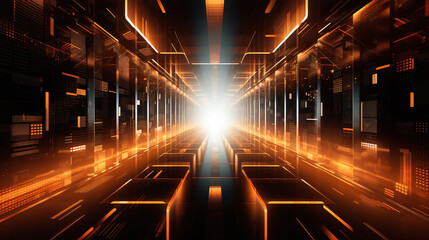 futuristic dark astro scene of a digital data storage