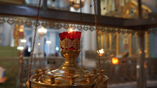 Lighted candles in an Orthodox church