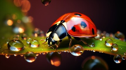 Naklejka premium Macro Photography of a Ladybug