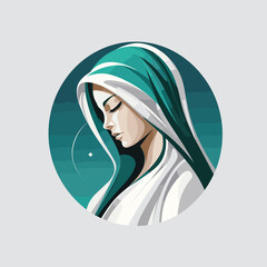 vector illustration of Our Lady Virgin Mary Mother of Jesus,  Holy Mary, printable, suitable for logo, sign, tattoo, laser cutting, sticker and other print on demand