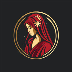 vector illustration of Our Lady Virgin Mary Mother of Jesus,  Holy Mary, printable, suitable for logo, sign, tattoo, laser cutting, sticker and other print on demand
