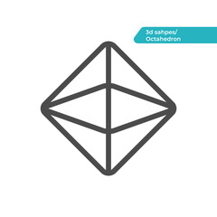 Octahedron 3d shape. Modern, simple flat vector illustration for web site or mobile app