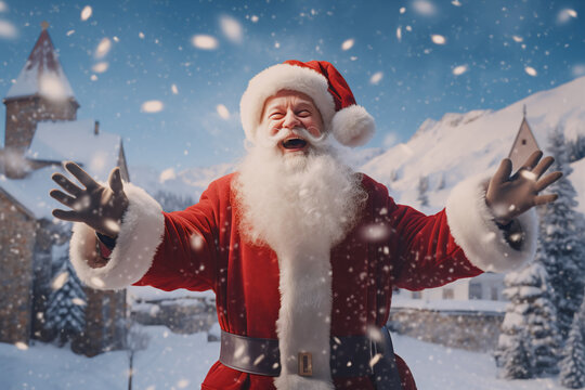 funny santa claus in the snow