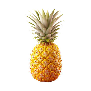 Ripe pineapple isolated on transparent background