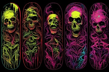 Neon skateboard deck designs. Best neon skateboard designs.  Custom neon skateboard designs. Neon skateboard.