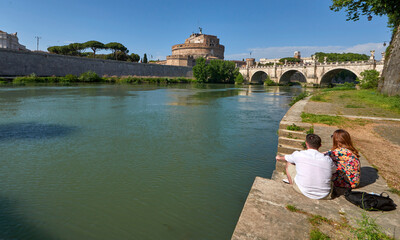View on the Tiber river on a sunny day