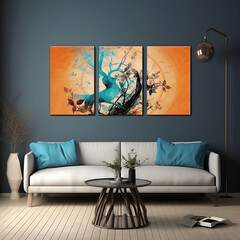 modern living room with beautiful painting