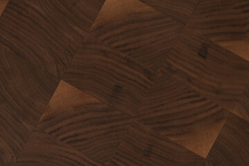 Black walnut end grain wood cutting board texture with oil finish closeup