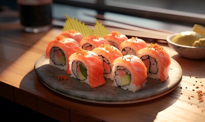 various sushi japanese food macro, ai generative