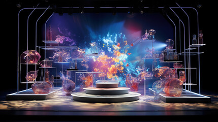 Eye-Catching 3D Product Stage Podium with Light Show and Dynamic