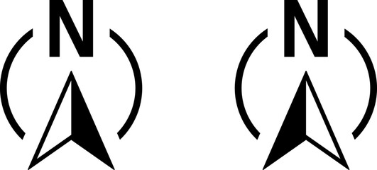 Basic North Arrow Mark Sign Symbol Icon Set for Map Orientation. Vector Image. - obrazy, fototapety, plakaty