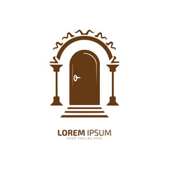 door logo, gate vector, floral template gate icon, door silhouette design minimal symbol