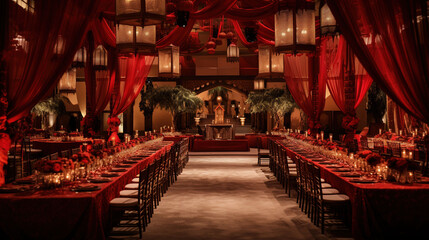 Indian Traditional Wedding in Decorative Indoor Wedding Ceremonial