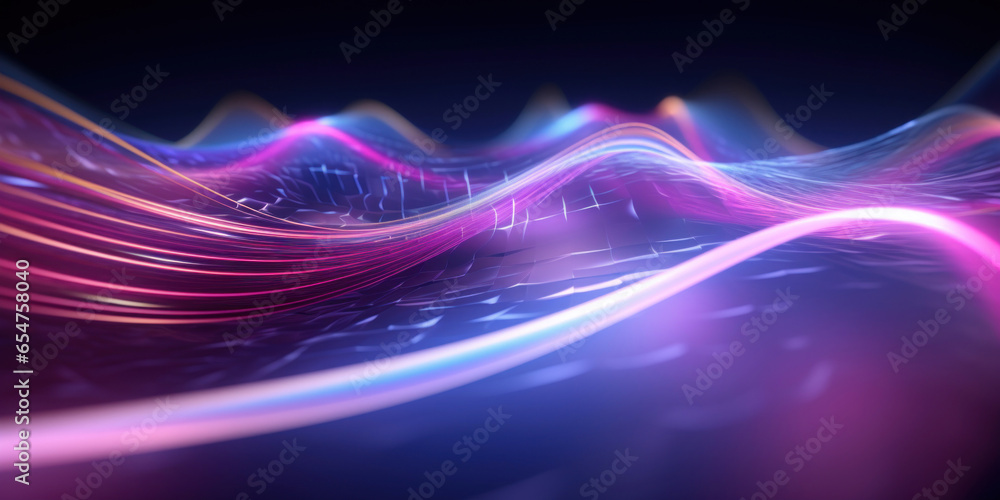 Poster abstract background with colorful glowing neon moving high speed line and wave and bokeh lights hori