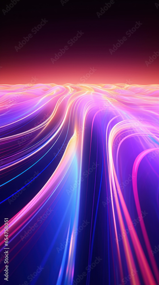 Poster abstract background with colorful glowing neon moving high speed line and wave and bokeh lights hori