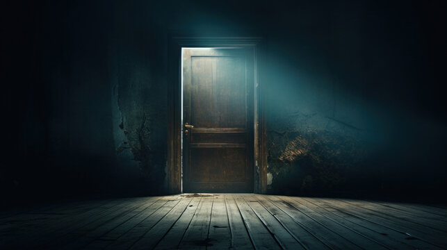 Light from an ajar door to a dark mysterious room