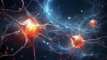 Neuroscience Insight: Neuron Cell with Active Synapses. Generative ai