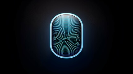Digital Authentication: Blue Fingerprint on Dark Background. Generative ai