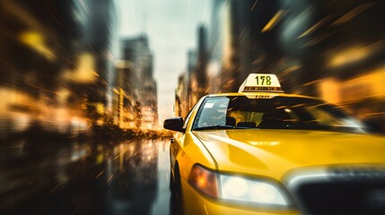 Yellow Speed: An Abstract Taxi Ride through the City. Generative ai