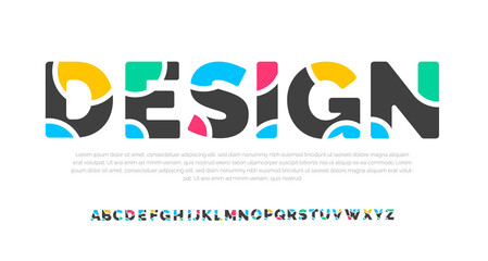 Modern creative minimal abstract digital colorful alphabet font design template set. Minimal Fashionable technology typography, Creative urban sport fashion futuristic font design. vector illustration