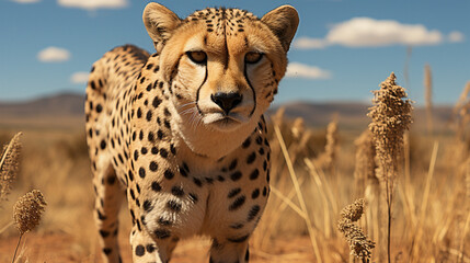 cheetah in the savannah HD 8K wallpaper Stock Photographic Image
