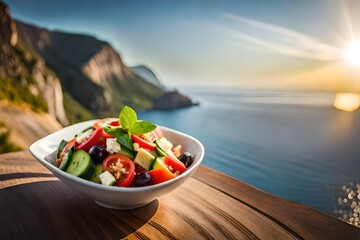 greek salad on the beach