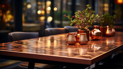 Fototapeta na wymiar table in restaurant HD 8K wallpaper Stock Photographic Image