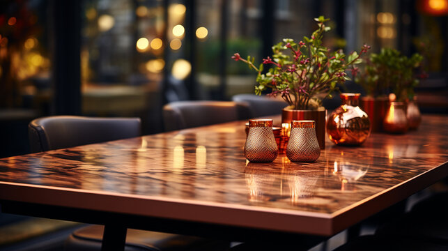 table in restaurant HD 8K wallpaper Stock Photographic Image