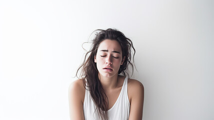 sad girl on white background