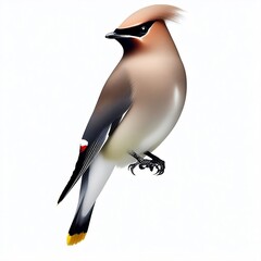 Cedar Waxwing on a white background