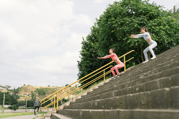 Active Young Females Exercising Outdoors in Urban Environment