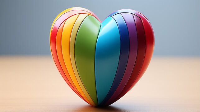 heart shaped rainbow HD 8K wallpaper Stock Photographic Image
