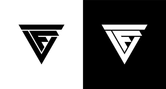 Initial letter vf monogram logo or fv logo vector design template. Black and white version