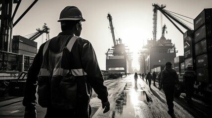 Dockworker at a seaport 
