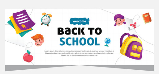 Modern banner template back to school